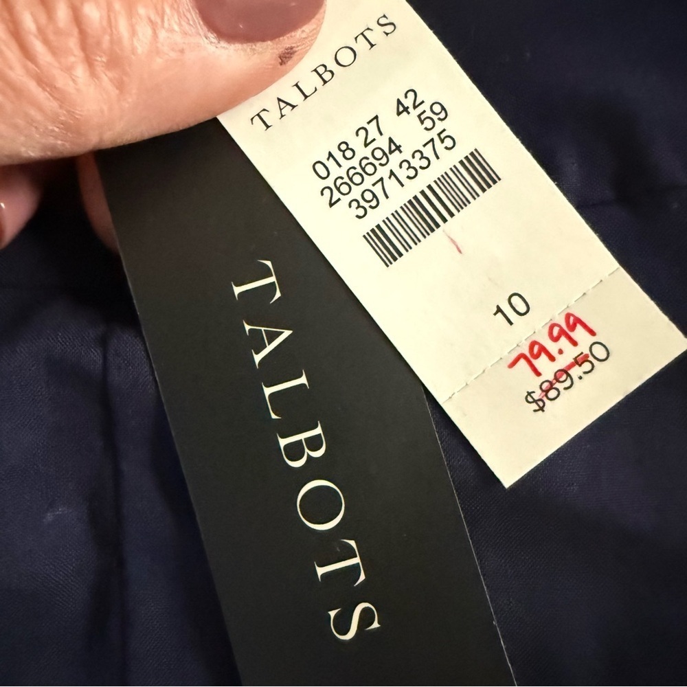 Talbots | A-Line Skirt - Navy and Coral Floral | 100% Cotton | Sz 10 - Picture 6 of 7